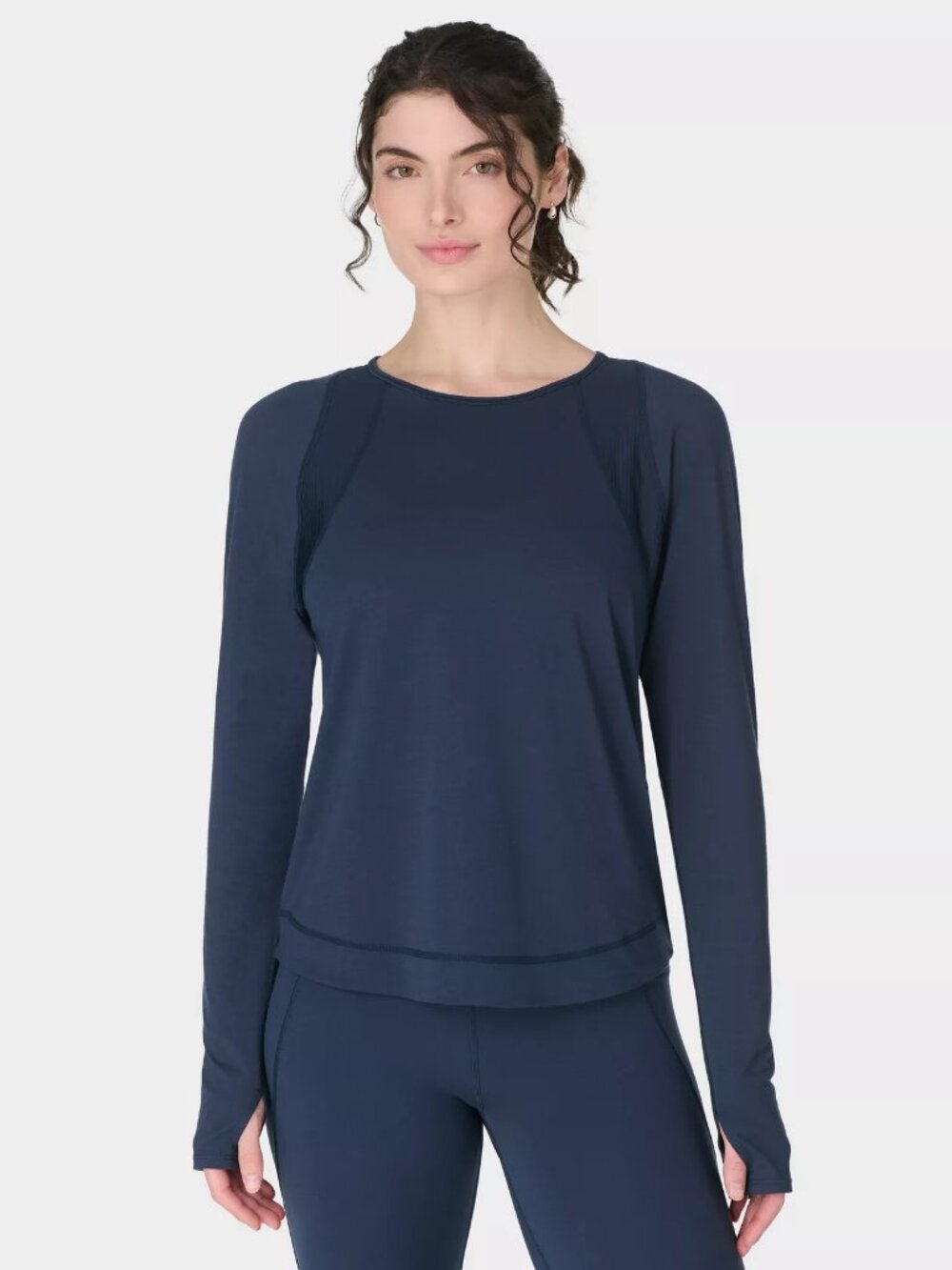 Sweaty Betty Breathe Easy Mesh Long Sleeve Tee, Navy Blue, size L
